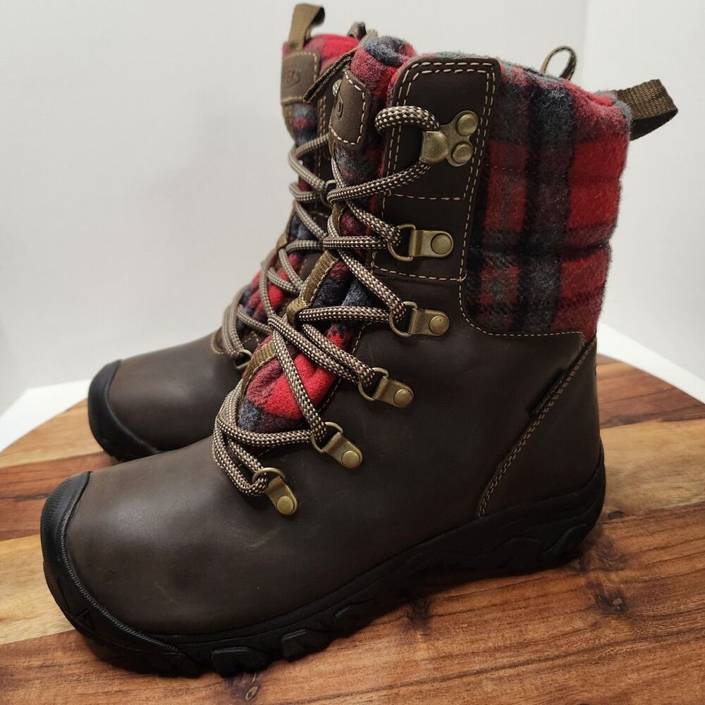 Keen Greta Waterproof Boot Women’s 6 Brown Red Plaid Insulated Winter Boot